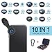 Phone Camera Lens,Hizek Macro Lens+ Wide Lens+Fisheye Lens+Telephoto Lens+CPL/Flow/Radial/Star Filter+Kaleidoscope 3/6 Lens 10 in 1 Cell Phone Lens Kit iPhone, Samsung,HTC Most Smartphones