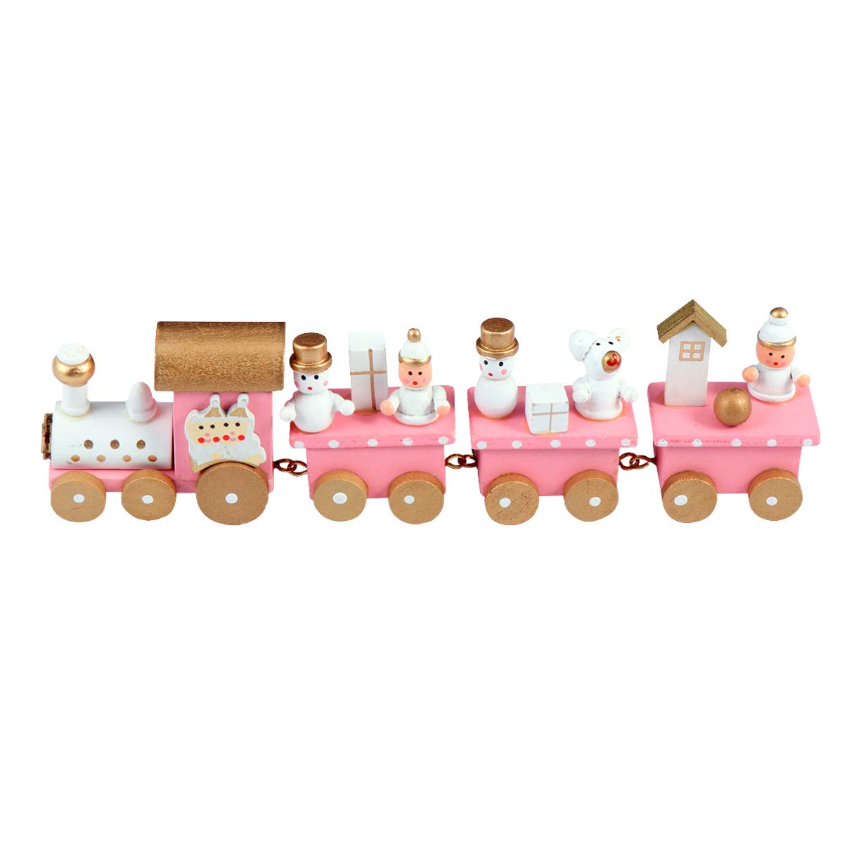 TOYANDONA Christmas Wooden Train Rail Holiday Winter Train Christmas Mini Train Ornaments Kids Gift Toys Christmas Party Kindergarten Xmas Holiday Tabletop Fireplace Decoration