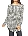 Allegra K Women's Round Neck Long Sleeve Chevron Tunic Knit Shirt M White