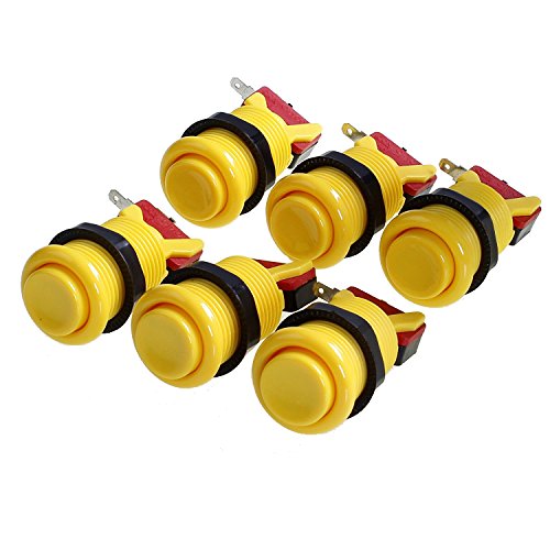 American Style 28mm Standard Arcade Push Button 6 Pack Yellow With Microswitch by Atomic Market