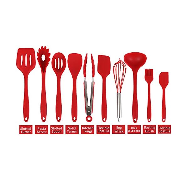 Newox-Silicone-Utensil-Set-10-Piece-Kitchen-Gadgets-Cooking-Cookware-BBQ-Tools-Red Newox Silicone Utensil Set 10 Piece Kitchen Gadgets Cooking Cookware BBQ Tools (Red)