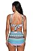 High Waisted Floral Bikini Front Cross Blue Tribal Plus Size Swimwear-KJX005-BE1