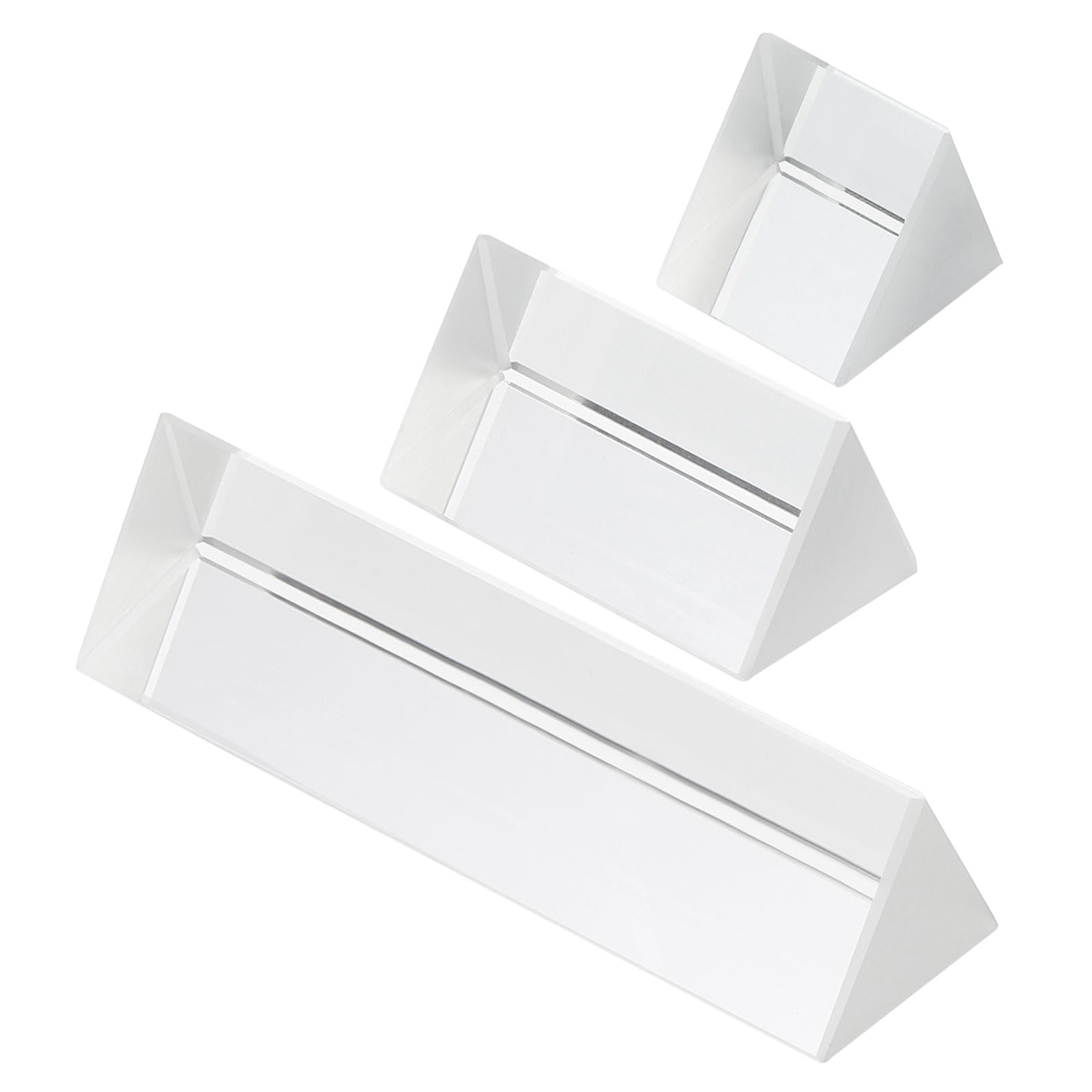 PATIKIL 1"/2"/4" Triangular Prism Set, 3 Pack Glass Optical Crystal Rainbow Prism for Photography Physics Teaching Lights Photo, Clear