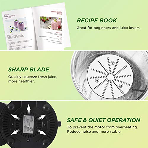 CHULUX Juicer Machine, Centrifugal Juice Extractor Maker with Recipe