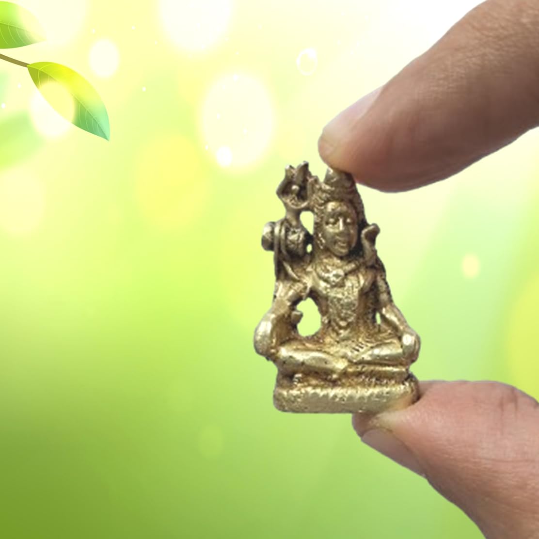 Purpledip Rare Miniature Brass Idol Mahadev Siva, Destroyer Of Evils: Unique Collectible Gold Finish Statue (11905)