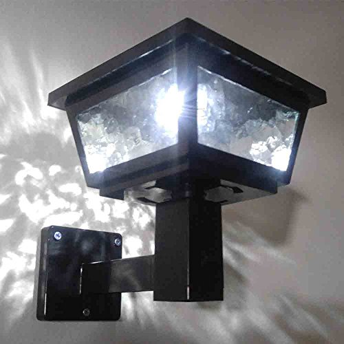 Solar Powered Solar Light Post Cap 2 SMD Wall Mount or Post Mount Fits for 5x5 or 4x4 or 6x6 Posts (Black)