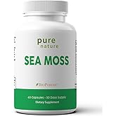 PureNature Sea Moss Complex with Organic Irish Moss, Bladderwrack, Burdock Root, BioPerine, 60 Capsules, 30 Day Supply