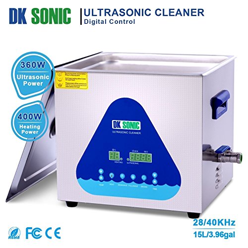 DK SONIC 15L 360W Sonic Cleaner with Digital Timer and Basket for Metal