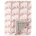 Hudson Baby Unisex Baby Plush Mink and Sherpa Blanket, Pink Elephant, One Size