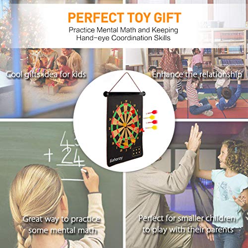 Gahoroy Magnetic Dart Board for Kids, Indoor Outdoor Board Games Set, Kids Toys Gift for Boys Girls Age 5 6 7 8 9 10 11 12 13 14 15 16 Years Old (Black, 15")