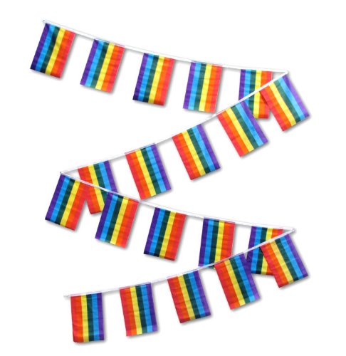 AZ FLAG - Rainbow Bunting Flag - 40 Ft Garland with 20 Gay pride Flags 18'' x 12'' - 100% Polyester String Pennant - 12 meters