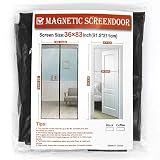 Magnetic Screen Door, Fiber Screen Heavy Duty mesh Door Screen and Full Frame Hook and Loop Fits Door Size up to 36x83 in, Fresh air in and Good Light Transmission (Gray)