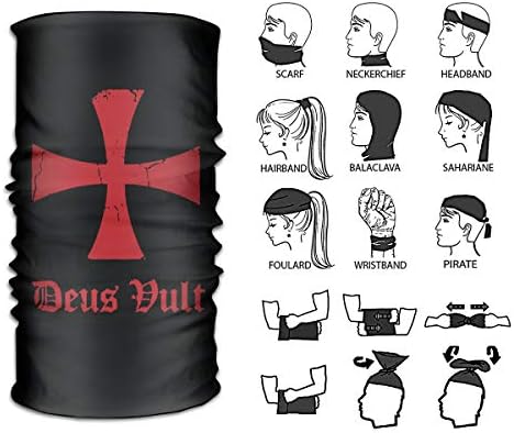 Woai208tini Deus Vult Knights Templar Cross Unisex Variety Headband Cap