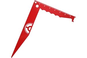 HOTIFYTOOLS Firefighter Tools with Protractor, Aluminum Graduated Square with 1/4" and 1/2" nut Holes on top for Easy Hanging, red
