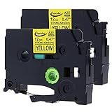 Anycolor 2 Pack Black on Yellow Extra Strength Label Tape Compatible Brother TZe-S631 TZeS631 (0.47