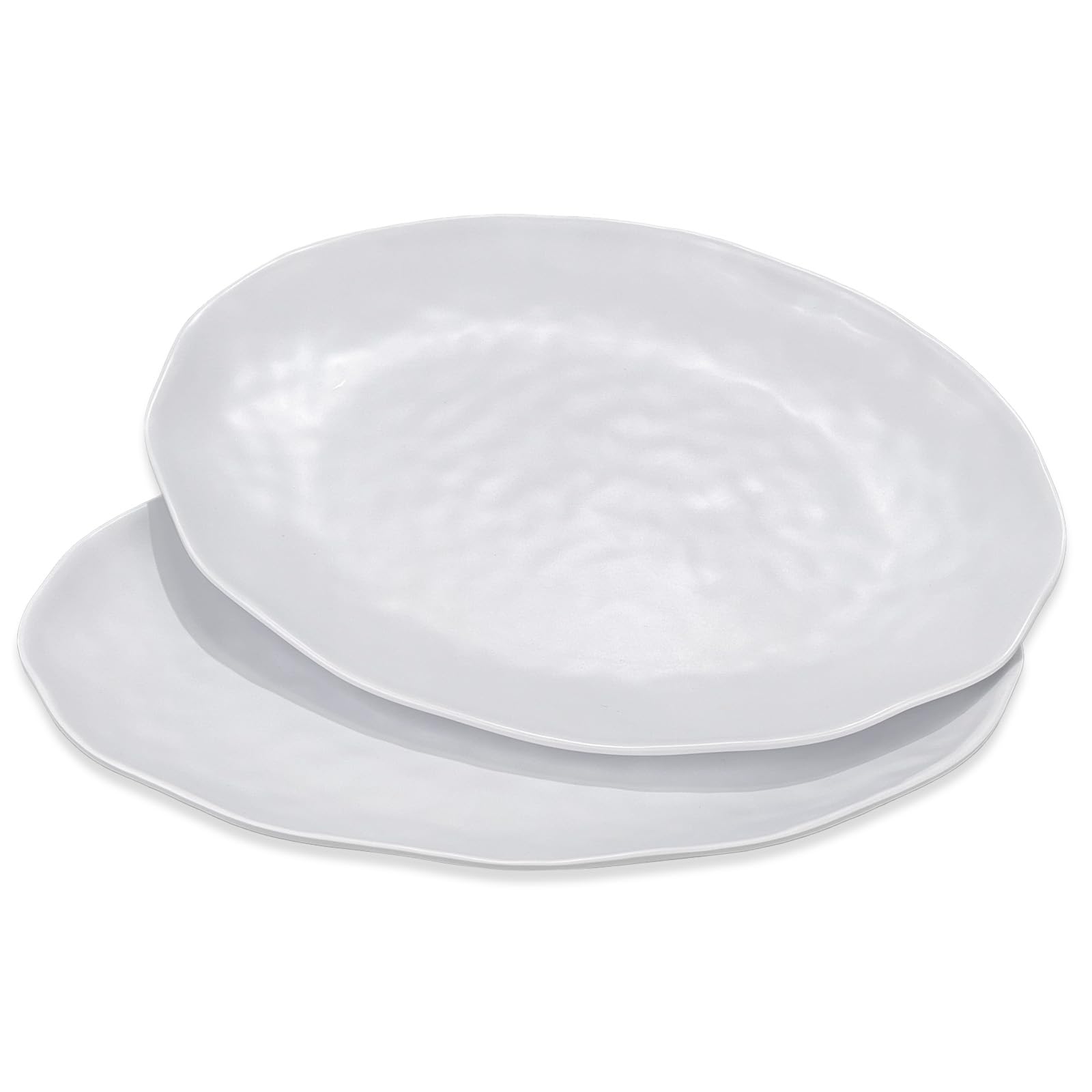 Yalin Oval Large Serving Platter, 16 Inch Melamine Serving Tray, Great for Restaurant, Steak, Salad and Everyday, Set of 2 White Dinner Plates