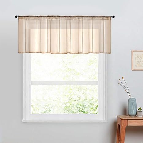 cenefa beige de 16 0 in de longitud cortina transparente para dormitorio ventana de cocina cenefas cortinas de gasa sala de estar barra bolsillo bano