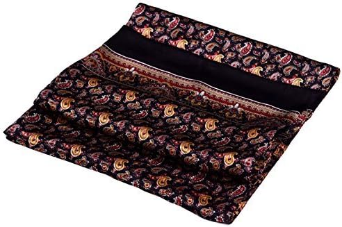 Black Yellow Paisley Printed Double Layer Long Pure Silk Scarf