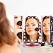 Makeup Vanity Cosmetic Magnifying Mirror with 22 LED lighted 180° Free Rotation Tri-fold Portable Touch Screen Dimmer Rose Gold Color Beauty Mirror for Males & Females