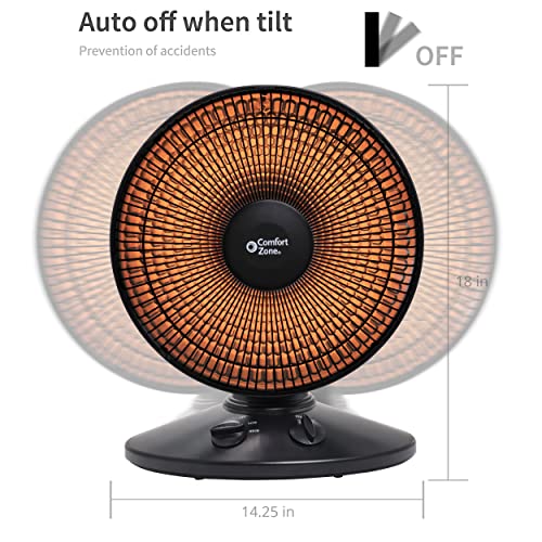 Comfort Zone CZ998 Electric Oscillating Radiant Dish Heater with Adjustable Tilt, Black Pricepulse
