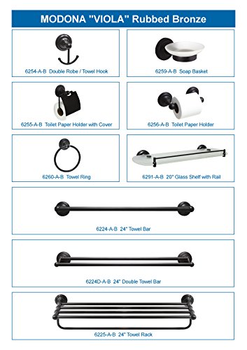 MODONA 24” Wall Mounted Towel Rack – Rubbed Bronze – Viola Series