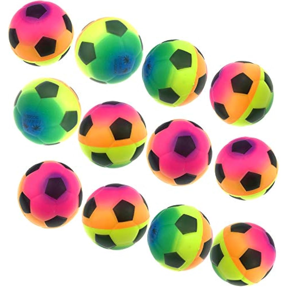 Akusety Mini Sports Stress Balls Rainbow Soccer Fun 12 Pack Foam 2 5