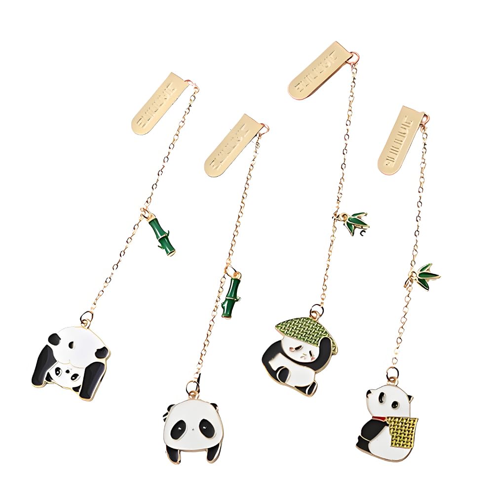 ARFUKA Bookmarks Cute Panda Shaped Metal Bookmark Reading Book Markers Gifts for Women, Kids, Teens Girls, Readers and Book Lovers Pack of 4