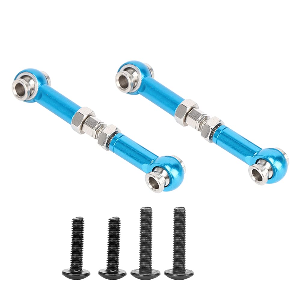 Keenso 2pcs Steering Linkage Rod, Metal Arm Steering Linkage Rod Link Fit RC Accessory For 1/14 144001 RC Car(Blue) rc adjustable links