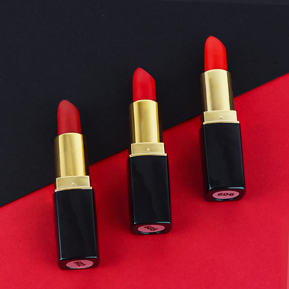 evpct 3Pcs Red Matte Lipstick Set for Older Women Long Lasting, Dark Light Bright Ruby Berry Red Matte Velvet Long Lasting Lipstick Waterproof Smudge Proof 24 Hours Original Lip Stick Stain Makeup Kit
