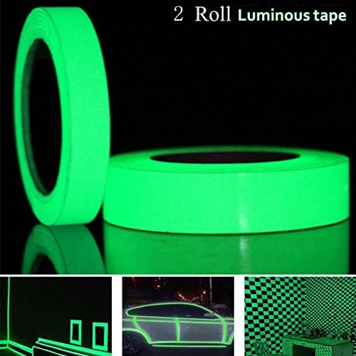 Glow in the Dark Tape,Gloween Green Luminous Tape Sticker,33Ft x 0.8In and 10Ft x 0.5In-Glow-in-the-Dark Tape Roll Safety Egress Markers Stairs, Walls, Steps for Home and Office