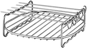 JJDD Double Layer Rack with Skewers,1 Pack Stainless Steel Mult Double Layer Rack Air Fryer Accessories Replacement HD9904 Compatible with HD9220 HD9232 HD9233 HD9641 HD9646