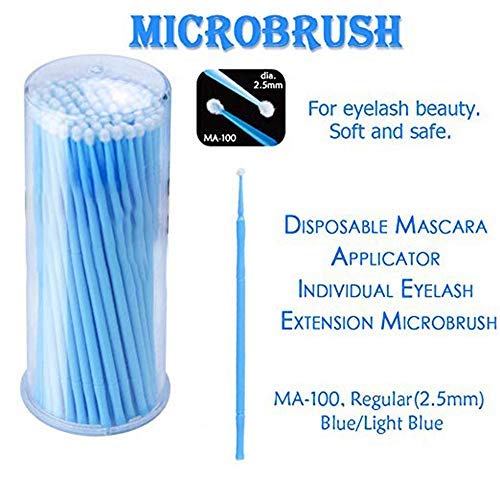 birl019 400 PCS Micro Brush for Eyelash Extension Glue Supplies, 4 Sizes Lint Disposable Micro brush Micro Fiber Wands with Portable Mirror Set for Lash Tinting, Microfiber Tip Swab Brushes Applicator