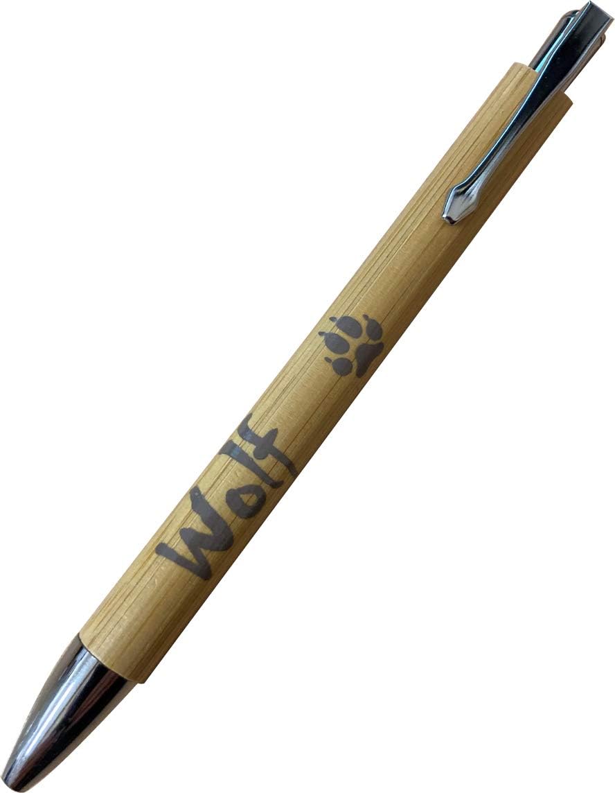 Wolf Notebook A5 with Wolf Footprint and Bamboo ballpen. 80gsm Cream Lined Paper, Elastic Enclosure and Ribbon Marker - Image 3