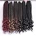 3S Wavy Ends Box Braids Crochet Braiding Hair Extensions Ombre Brown Synthetic Goddess Box Braids With Free Curly End Crochet Braids For Woman Girls 22strands/pack (18inch,T27)