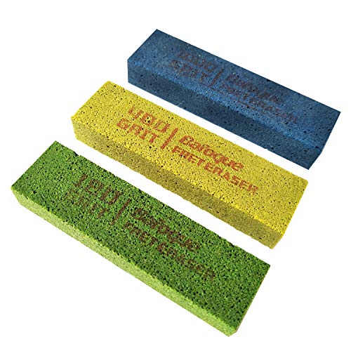 Baroque Fret Erasers 180 & 400 & 1000 Grits, Guitar Fret Polishing Abraisive Rubber Blocks, Set of 3 Grits