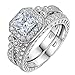 Newshe Women Wedding Engagement Ring Set 925 Sterling Silver Vintage Princess White AAA Cz Size 5-10
