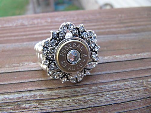 Bullet Ring with Rhinestones and Swarovski Crystal Accents - Stretch 45 Bullet Ring - April Birthstone - Bullet Jewelry