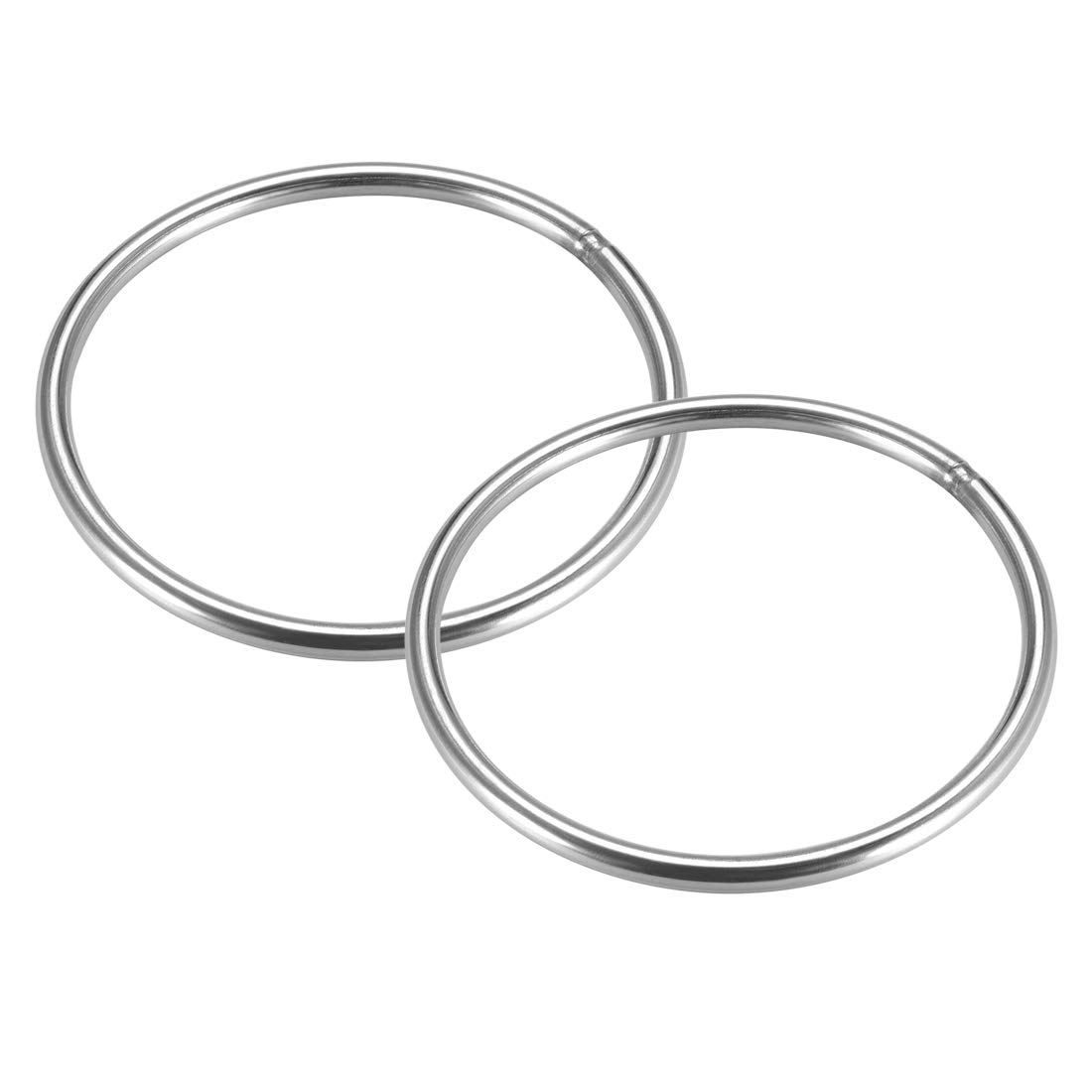 sourcing map 201 Stainless Steel O Ring 90mm(3.54") Outer Diameter 5mm Thickness Strapping Welded Round Rings 2pcs