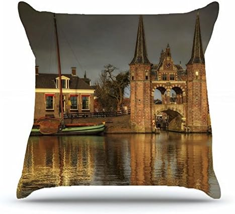 Maifkau Throw Pillowcase 18 x 18 Inches Cotton Pillow Cover Case with Hidden Zipper Decor Cushion Covers - City river bridge home watch For Sofa