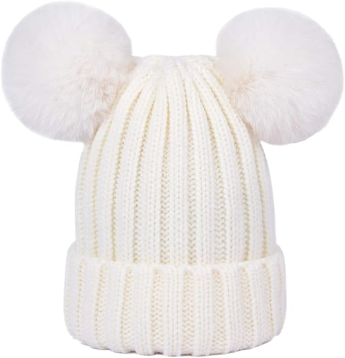 LAUSONS Cappello Due Pon Pon Bambina Bambino Berretto Beanie Maglia