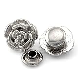 Housweety 30 Sets Silver Tone Flower Spike Rivet Studs Spots 13x12mm 8x4mm
