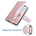 ULAK Compatible with iPhone Xs/iPhone X Wallet Case, Premium PU Leather Flip Cover with Card Holder Kickstand Shockproof Protective Cases for iPhone X/XS 5.8 inch, Rose Gold Flora
