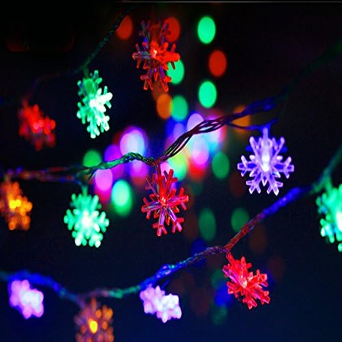 Snowflake String Fairy Lights 10M 100 LED AC 110V 8 Lighting Models Christmas Home Party Decoration Starry Lights Lamp (Colorful)