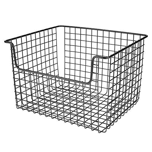 mDesign Metal Kitchen Pantry Food Storage Organizer Basket Farmhouse