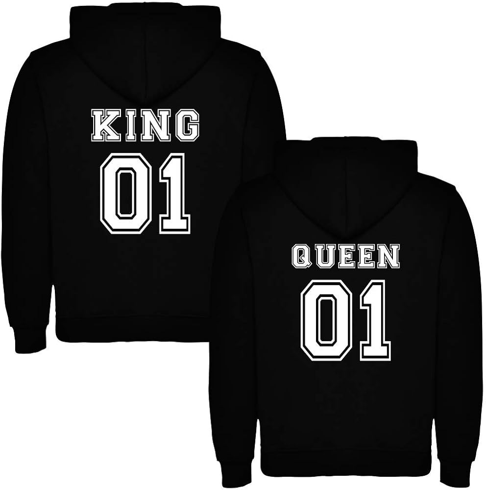 Pack de 2 Sudaderas Negras para Parejas, King 01 y Queen 01, Blanco Amazon.es Ropa y accesorios