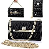 Galaxy Note 4 case,CASY MALL Elegant Purse Handbag Case Leather Wallet Cover with Wrist Strap and Crossbody Chain for Samsung Galaxy Note 4 Black