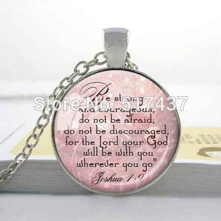 Pretty Lee 2015 New Scripture Necklace Encouragement Pendant Glass Cabochon Dome Pendant Art Glass Pendant
