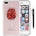 IYCK iPhone 8 Plus Case, iPhone 7 Plus Case, Bling Glitter Sparkle Flowing Floating Liquid Infused Flexible Transparent Soft TPU Rubber Case Cover for iPhone 7 Plus/iPhone 8 Plus - Red Wine Glass