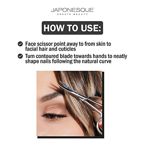 JAPONESQUE Beauty Scissors for Trimming Facial Hair, Brow and Nail Care