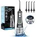 Cordless Water Flosser for Teeth Cleaning-by B.WEISS- 4 Pressure Modes-Waterproof Design- Rechargeable Oral Irrigator with a Powerful Battery for Home&Travel (Silver&Black)